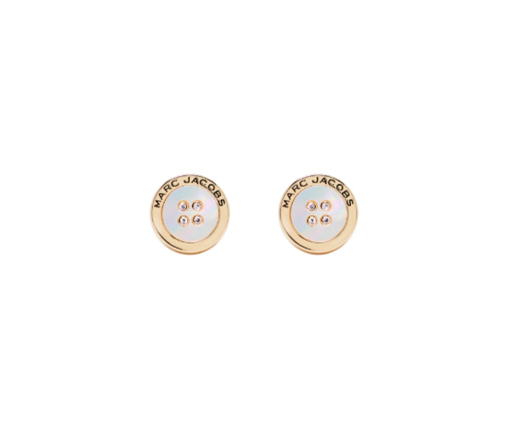 The Button Mother Of Pearl Stud Earrings (Gold/MOP)